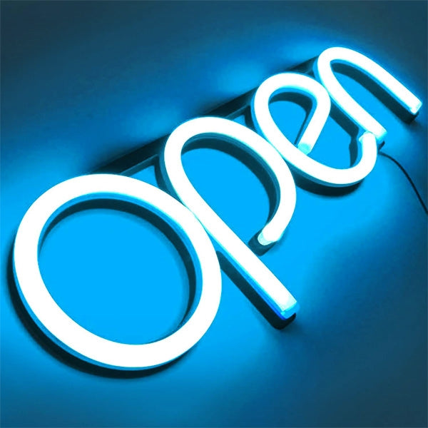 LED Neon Bord OPEN IJsblauw