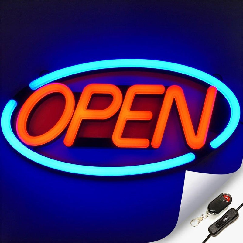 LED Neon Bord OPEN Deluxe Knipperend Rood/Blauw